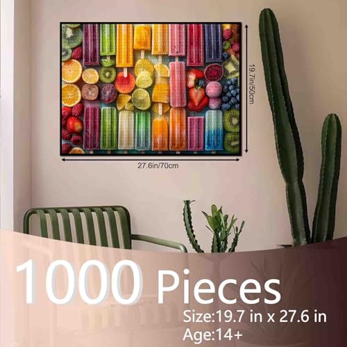 Tucocoo Jigsaw Puzzles 1000 Pieces for AdultsIce Summer Tropical Fruits Popsicles PuzzleChallenging Puzzle Perfect for Game NightsDIY Home Wall DecorFrozen Fruit Summer Popsicles Puzzles Art 27 x 20 - Image 5