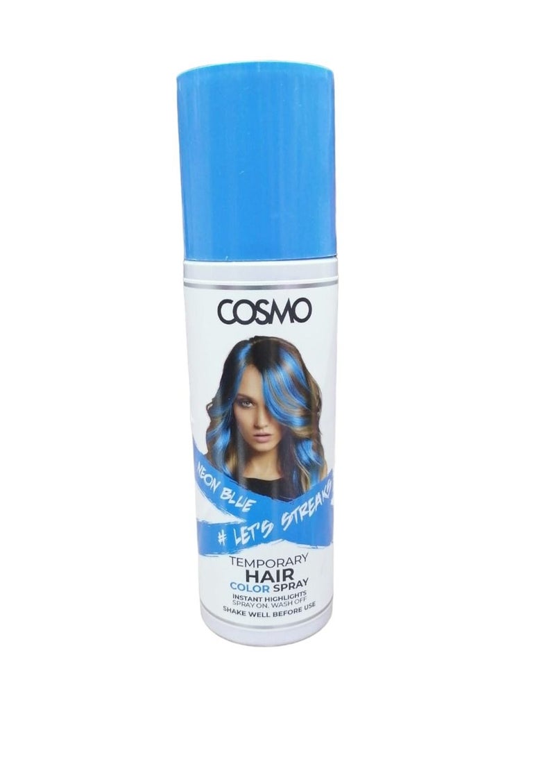 كوزمو بخاخ ملون للشعر من كوزمو مؤقت أزرق للجنسين 100 مل ، مناسب لجميع أنواع الشعر