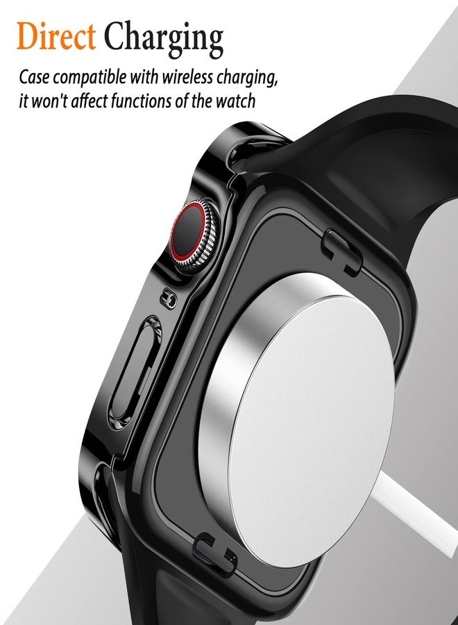 Amizee 2 in 1 Case [2-Pack] Compatible with Apple Watch SE 3/2/1 Series 6/5/4 40mm with Built-in Screen Protector, Straight Edge Hard PC Full Body Protective Cover for iWatch 40mm, Black - Image 4