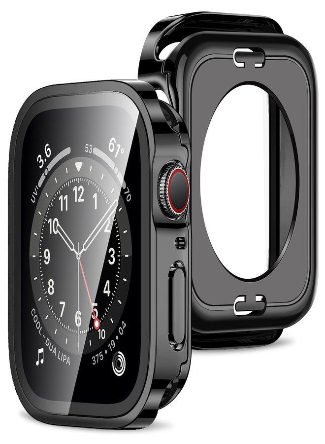 Amizee 2 in 1 Case [2-Pack] Compatible with Apple Watch SE 3/2/1 Series 6/5/4 40mm with Built-in Screen Protector, Straight Edge Hard PC Full Body Protective Cover for iWatch 40mm, Black - Image 1