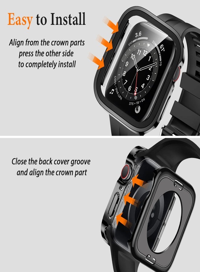 Amizee 2 in 1 Case [2-Pack] Compatible with Apple Watch SE 3/2/1 Series 6/5/4 40mm with Built-in Screen Protector, Straight Edge Hard PC Full Body Protective Cover for iWatch 40mm, Black - Image 5