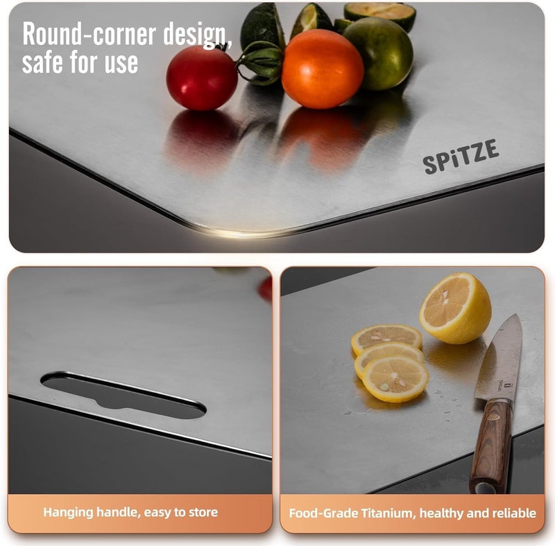 SPITZE 2XL Chopping Board for Kitchen | 304 Stainless Steel Cutting Boards for Vegetables, Meat, Fruits and Dough Making | Heavy Duty Steel Chopping Board (XXL 60x40 cm) - Image 4