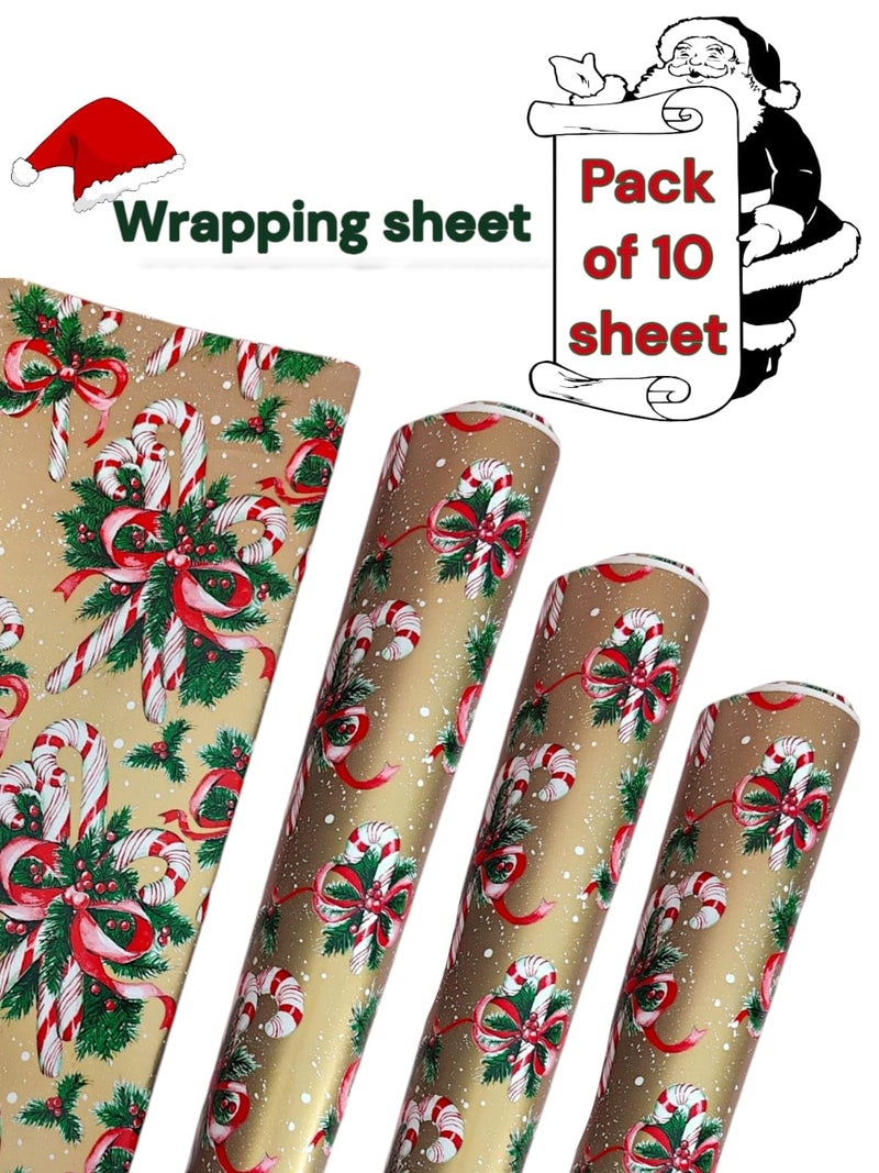 AMANVANI AMANVANI Wrapping Paper For Gift Packing, Rapping Sheet For Girls, Christmas Theme Wrapping Paper Roll 10 pcs Gift Rapping Paper, Decoration Paper, Notebook Cover, Santa Claus Wrapping Sheet (Brown) - Image 5