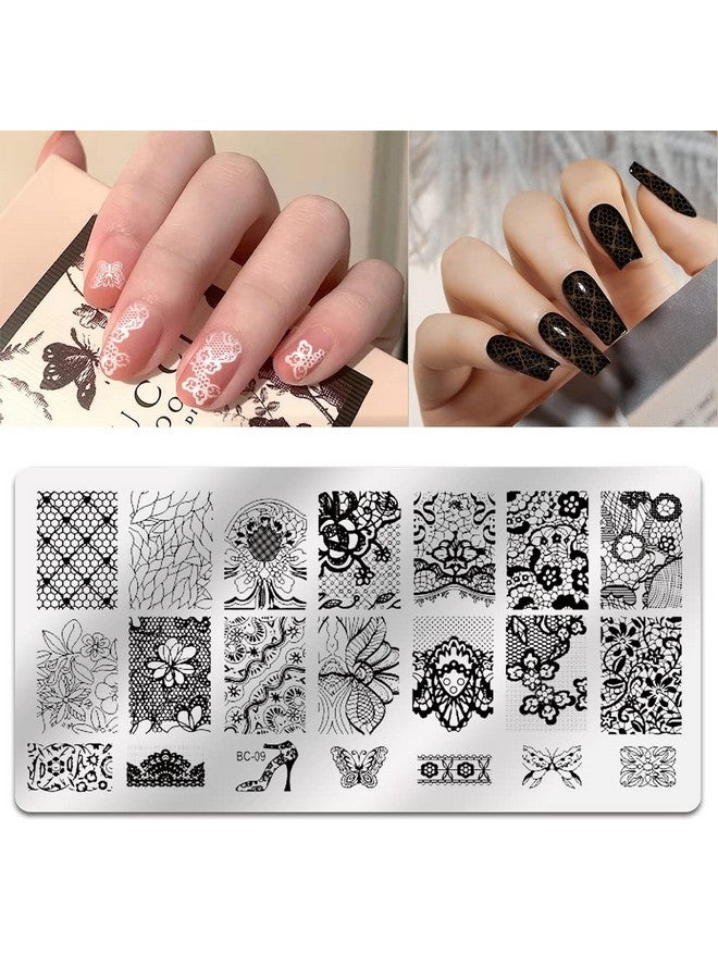 بيوتي 5 قطع من ألواح ختم الأظافر + 1 ختم + 1 مكشطة، قالب ختم فن الأظافر بنمط زهرة الدانتيل الحيوانية، لوحة صورة، ختم فن الأظافر، مكشطة أداة الأظافر - Image 4