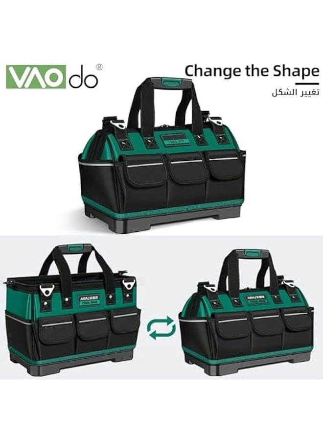 Generic 16 Inch Tool Bag, Heavy Duty Wide Mouth Large Tool Bag with Adjustable Shoulder Strap and Parts Box, Electricians Worker Waterproof Tool Bag whit Molded Hard bottom Base and 14 Pockets  - Image 5