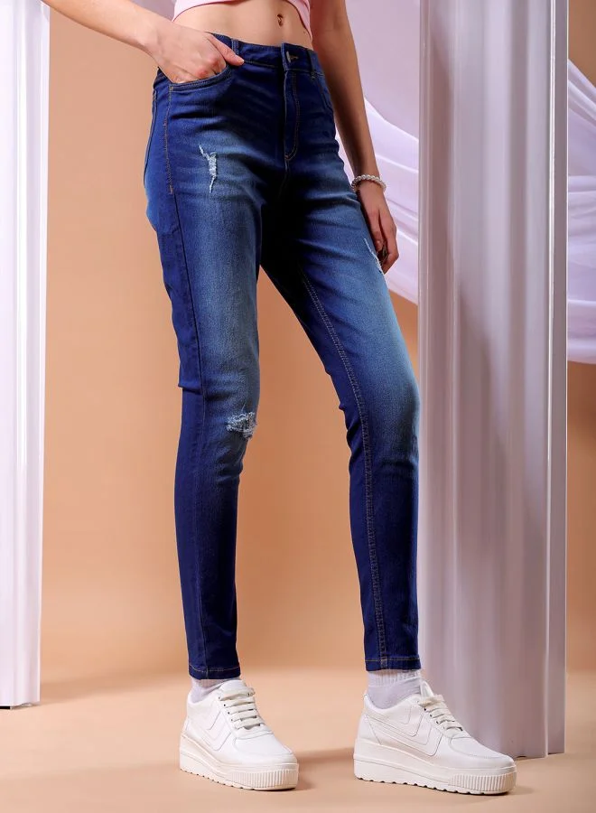 مرفوعة Women Skinny Fit Solid High-Rise Jeans