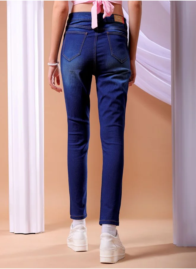 مرفوعة Women Skinny Blue Jeans