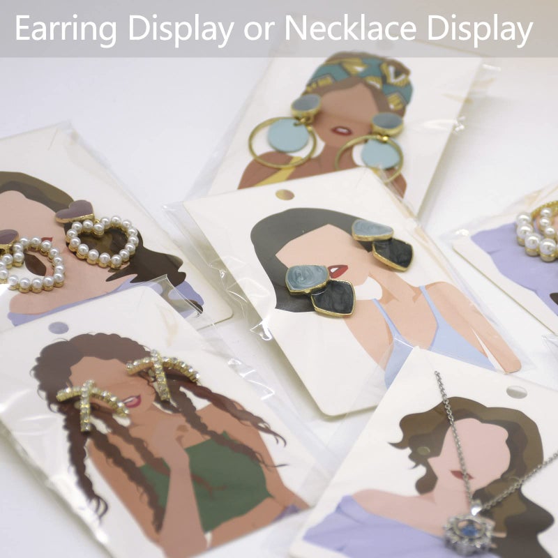 KALEFO 100 Pack Earring Cards Earring Bracelet Jewelry Display Cards Wholesale Hanging Bulk Earring Cards (White W) - Image 3