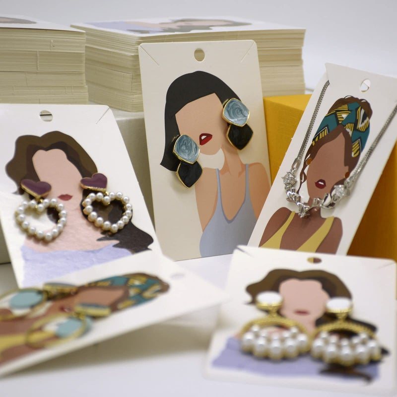 KALEFO 100 Pack Earring Cards Earring Bracelet Jewelry Display Cards Wholesale Hanging Bulk Earring Cards (White W) - Image 4