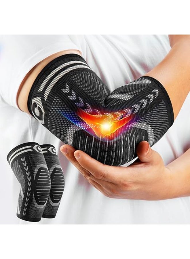 Elbow Compression Sleeve 2 Pack – Comfortable & Easy-to-Use Arm Support – Durable Design for Sports & Daily Activities - Image 1