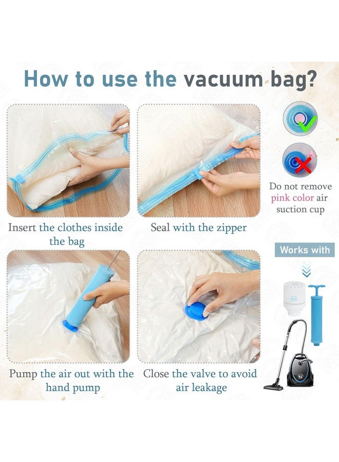 ABOUT SPACE 3 Pack Vacuum Bags for Travel with Hand Pump (3-2X Jumbo) Polyamide Polyethylene Airtight, Reusable Space Saver Compression Storage for Packing, Ziplock Vaccine Sealer Bags (Blue) - Image 5