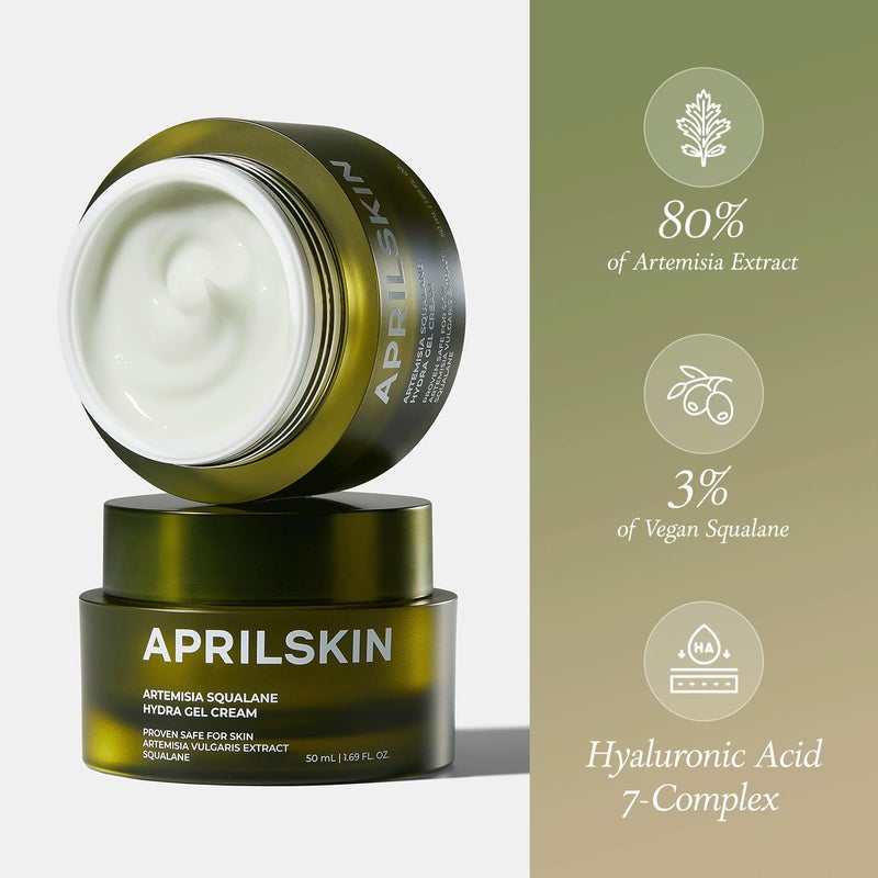 APRILSKIN Artemisia Squalane Hydra Gel Cream | Dry, Sensitive, Acne-Prone Skin | Vegan, Cruelty Free, Low pH, Soothing & Firming up | 50 ml | No sulfates and Artificial Fragrance - Image 2