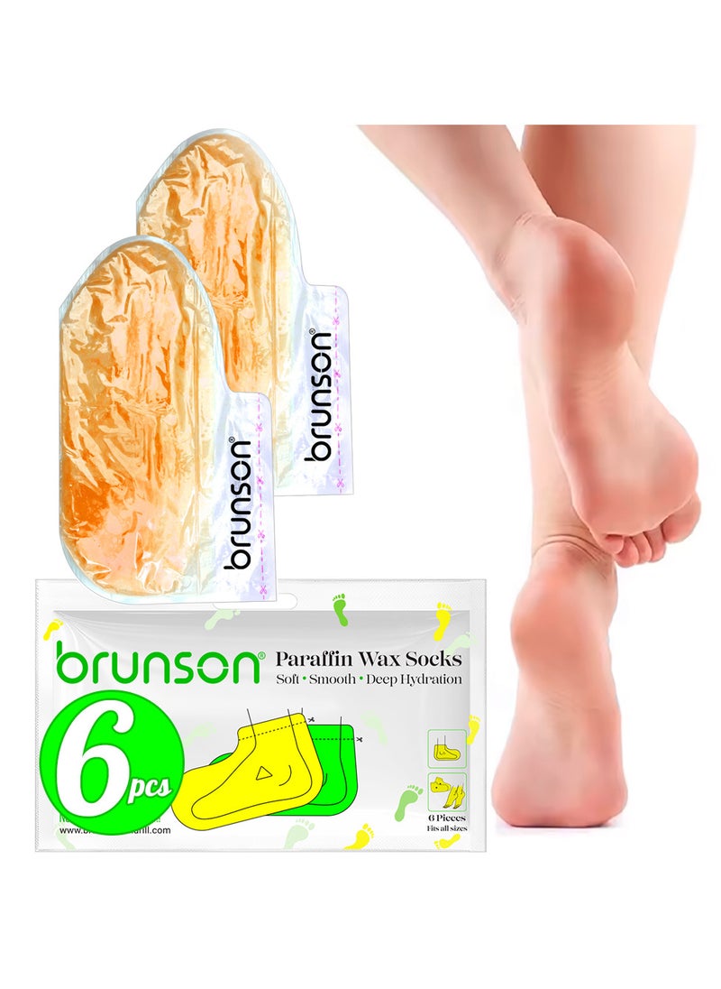 brunson Brunson Paraffin Wax Socks Disposable Foot Moisturizing Spa Socks for Cracked Heels Dry Skin Pedicure Paraffin Therapy 6pcs Feet Wax Care Soft Hydrating Foot Bags for Deep moisturization  - Image 1