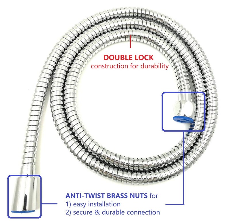 Ana Bath 5-Inch Anti-Clog High Pressure 3-Way LARGE Dual Shower Head with Handheld Spray - 5-Spray Setting/BRASS CONNECTOR/5 Ft Stainless Steel Hose/All Chrome (SS5450CCP) - Image 5