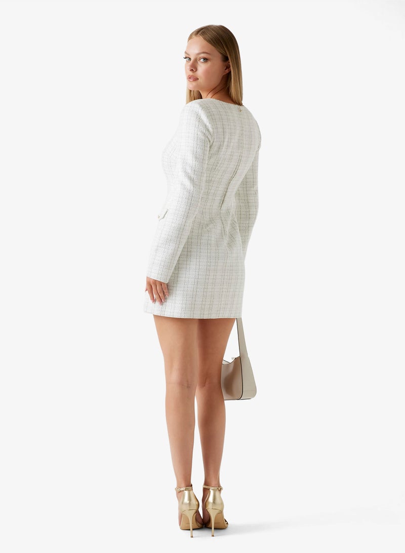 GUESS Long Sleeve Sandra Tweed Mini Dress - Image 2