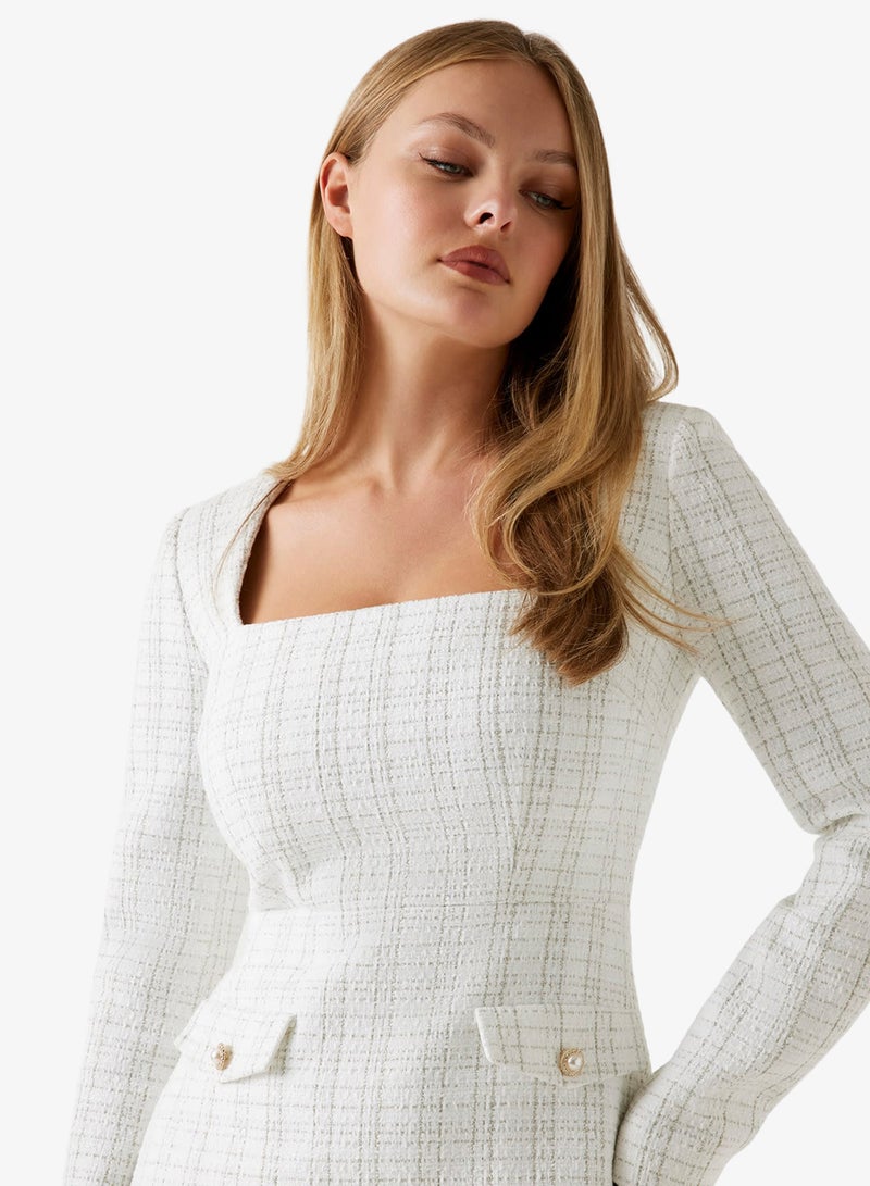 GUESS Long Sleeve Sandra Tweed Mini Dress - Image 3