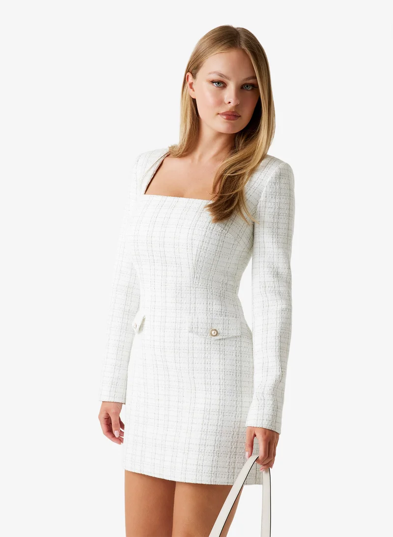 جس Long Sleeve  Sandra Tweed Dress