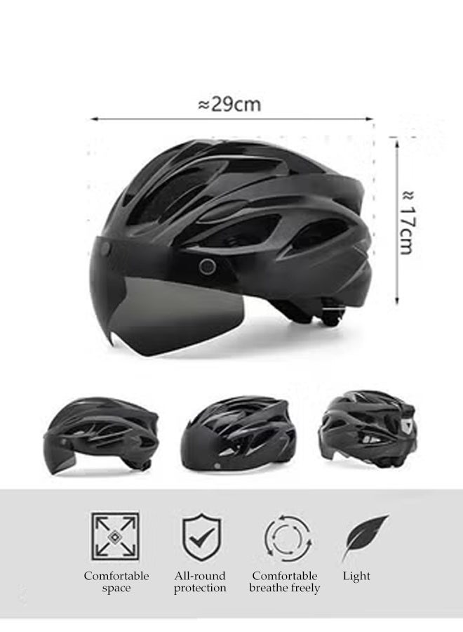 DUNISO Adult bicycle helmet, adjustable mountain riding safety helmet with detachable magnetic goggles, suitable for both men and women，black - Image 2