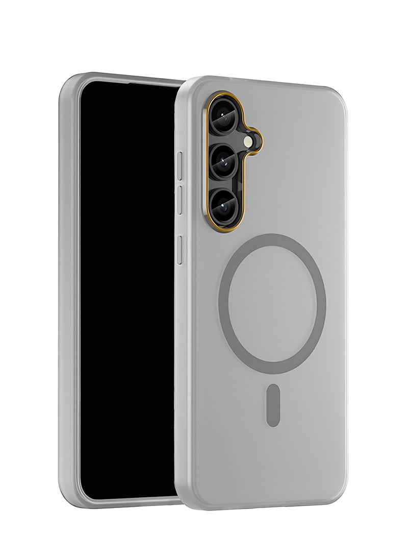 Wtech Samsung Galaxy S25 5G 2025 Syndee Series Hybrid Translucent Magsafe with Magnetic Charging Raised Camera Lips Elegant Look Case Cover - Grey - Image 1