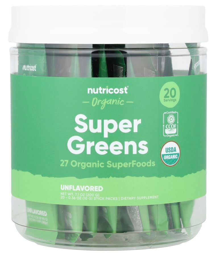 Organic Super Greens Unflavored 20 Stick Packs 0.36 oz (10 g) Each