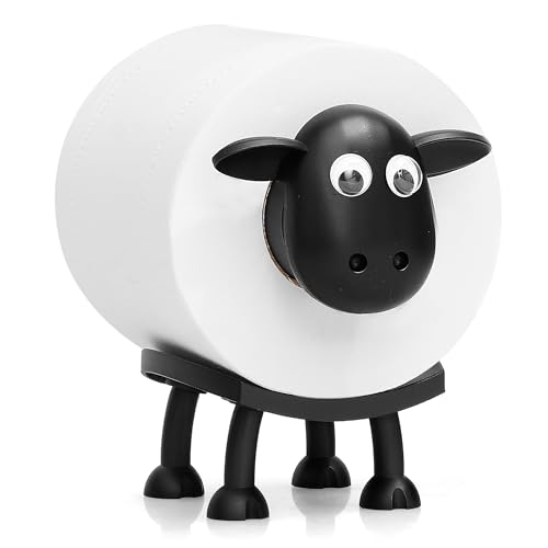 VELENTI Sheep Toilet Roll Holder - Funny Toilet Paper Holder Free Standing Bathroom Set - 3D Printed Black Sheep Loo Roll Holder - Hilarious Tissue Paper Roll Storage - Cute Bathroom Decor - Set of 1 - Image 1