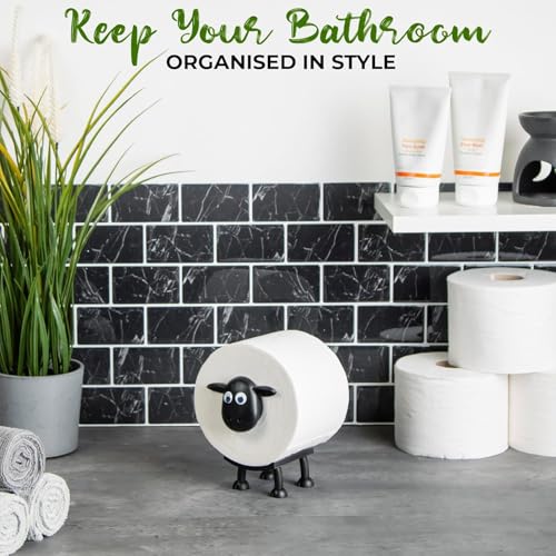 VELENTI Sheep Toilet Roll Holder - Funny Toilet Paper Holder Free Standing Bathroom Set - 3D Printed Black Sheep Loo Roll Holder - Hilarious Tissue Paper Roll Storage - Cute Bathroom Decor - Set of 1 - Image 2