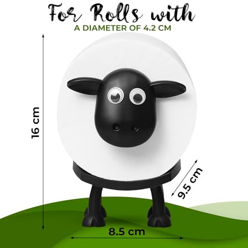 VELENTI Sheep Toilet Roll Holder - Funny Toilet Paper Holder Free Standing Bathroom Set - 3D Printed Black Sheep Loo Roll Holder - Hilarious Tissue Paper Roll Storage - Cute Bathroom Decor - Set of 1 - Image 3