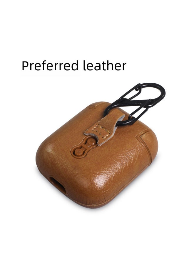 Generic - For Apple Bluetooth Headset Protective Case Airpods Pro Leather Case AppleAirpods432 Generation Headphone Case-Color:Black Back Buckle-Applicable Model:Airpods 4 Bags - Image 1
