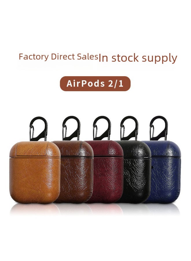 Generic - For Apple Bluetooth Headset Protective Case Airpods Pro Leather Case AppleAirpods432 Generation Headphone Case-Color:Black Back Buckle-Applicable Model:Airpods 4 Bags - Image 1