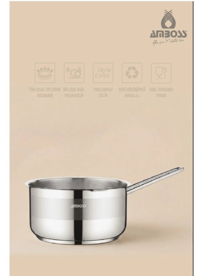 AMBOSS 18/10 Stainless Steel Saucepan with Long Handle | 16cm | 1.8L Capacity | Versatile | Suitable for all types of hobs and dishwashers - Image 2