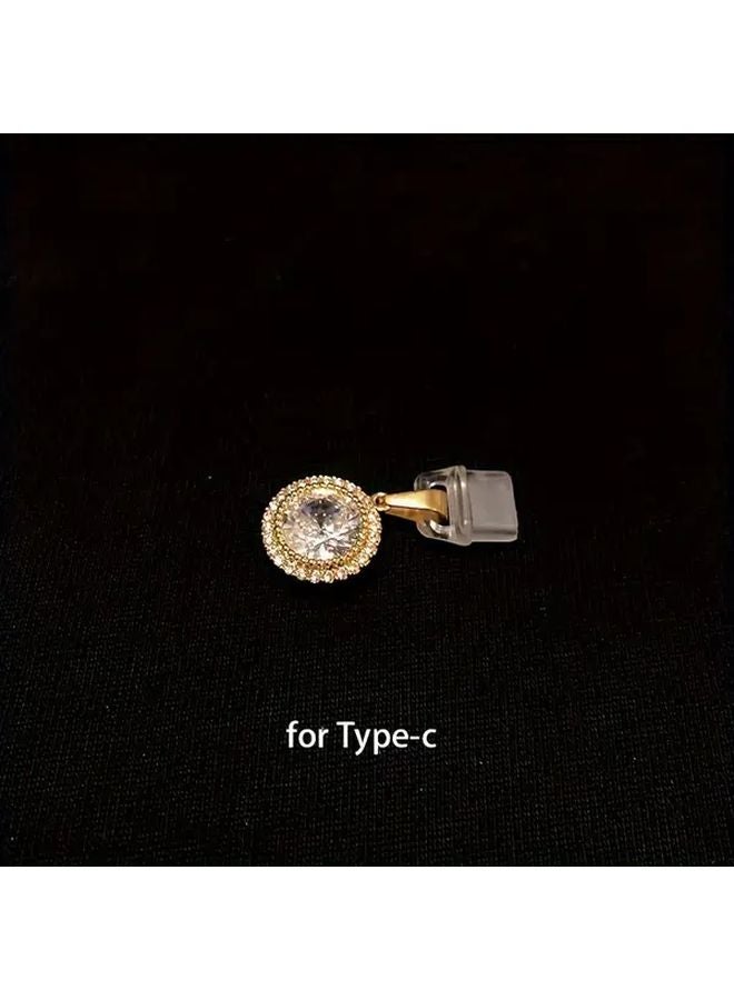 سدادة غبار ذهبية لمنفذ شحن الهاتف لكل من Type C و iPhone من 6 إلى 14 - Image 1
