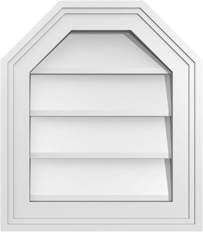 Ekena Millwork GVPOT14X1602SN Octagonal Top Surface Mount PVC Gable Vent, Factory Primed White - Image 1
