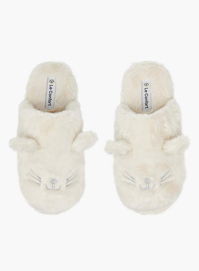 Le Confort Women Cat Ear Applique Bedroom Slippers - Image 1
