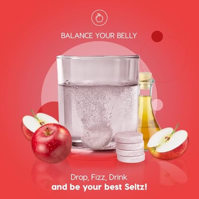 Seltz سيلتس® توازن بطنك – فيتامينات فوارة مع خل التفاح (1000 ملغ) وفيتامين ب6 لدعم الصحة الهضمية، سكر الدم ودعم المزاج – نكهة التفاح، 20 قرص (عبوة من 1) - Image 4