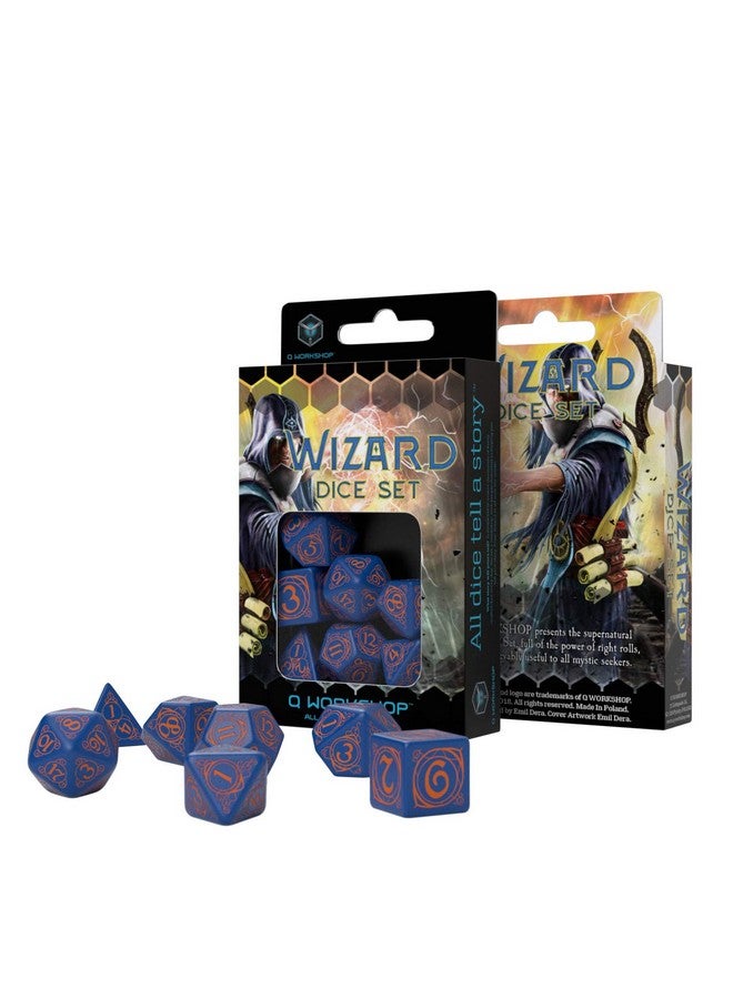 Q WORKSHOP Q-Workshop Wizard Dark-Blue & Orange Dice Set - Image 2