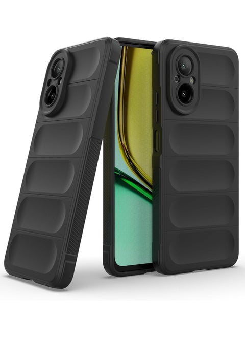 حافظة حماية ممتازة من السيليكون الخلفي متوافقة مع حافظة Realme C67 Magic Shield المقاومة للصدمات مع حماية الكاميرا (أسود)