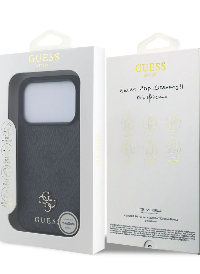 GUESS iPhone 17 Pro Max MagSafe Case 4G PU Leather With Small 4G & Classic Metal Logo / Magsafe Compatible / Ultra Slim / lightweight design / Easy Installation - Black - Image 4