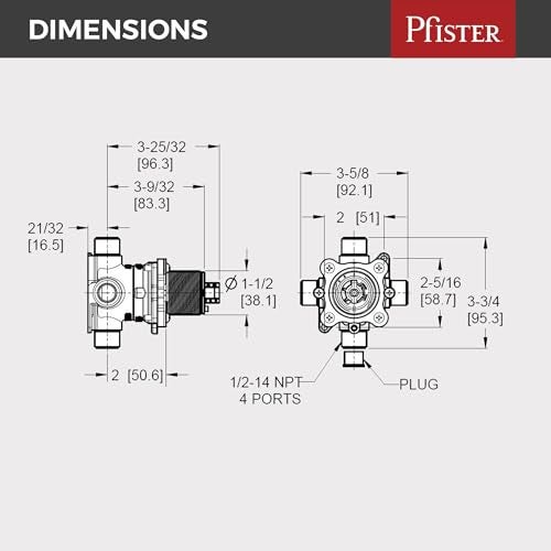 Pfister 0X8-310A PermaBalance Single Control Tub & Shower Rough-In Valve, Brass - Image 3