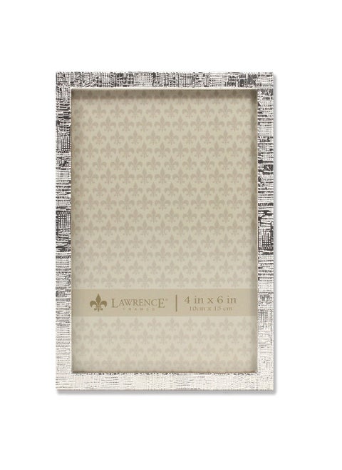 Lawrence Frames 4W x 6-Inch H Silver Metal Picture Frame with Linen Pattern (712446)