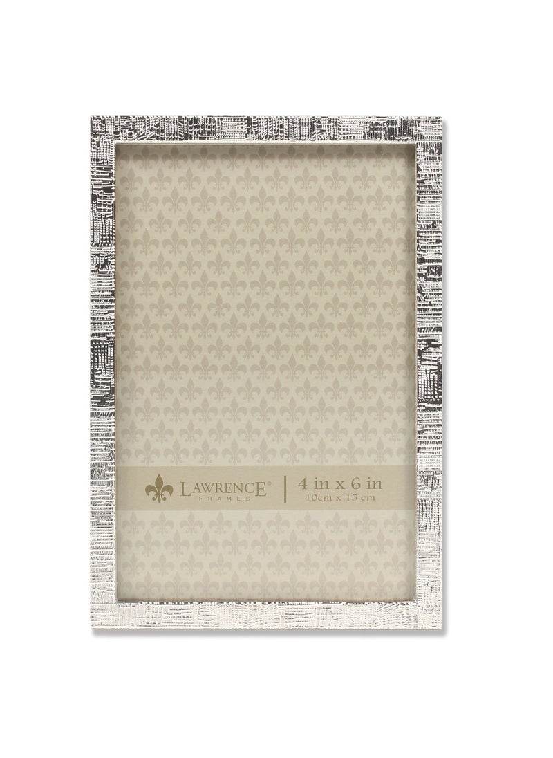 Lawrence Frames Lawrence Frames 4W x 6-Inch H Silver Metal Picture Frame with Linen Pattern (712446)  - Image 1