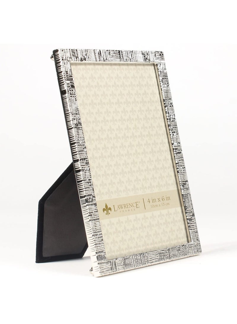 Lawrence Frames Lawrence Frames 4W x 6-Inch H Silver Metal Picture Frame with Linen Pattern (712446)  - Image 2