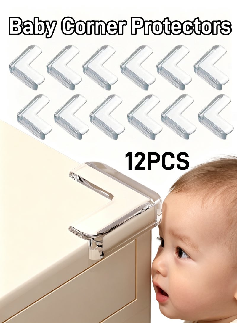 12 PCS Corner Protectors Guards, Baby Table Corners Protectors Furniture Corner Guard, Transparent Corner Guards for Covering Sharp Furniture, Table Edges, Cupboard, Stool Corners and Protection of Children's Safety - Image 1