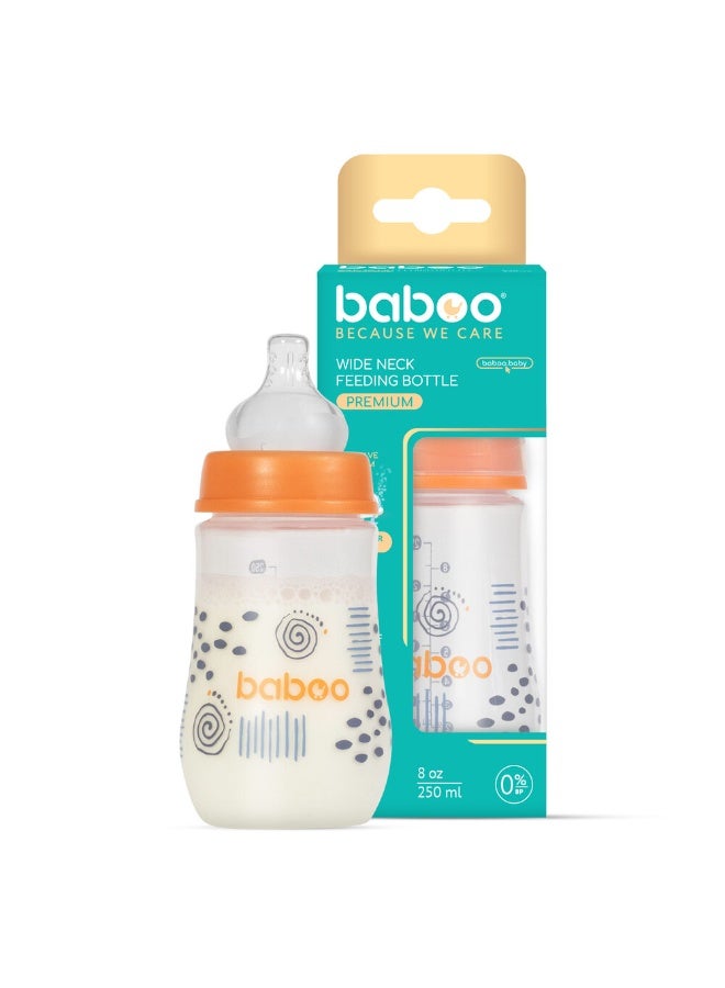 Baboo زجاجة مضادة للمغص ذات عنق واسع - 250 مل - ضباب أزرق - 3 شهور وما فوق - Image 1