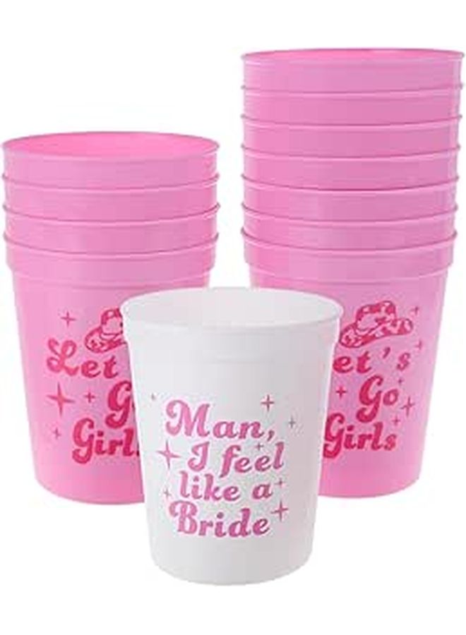 Zerodeko 12oz 12pcs Unbreakable Plastic Party Cups Pink White - Image 1