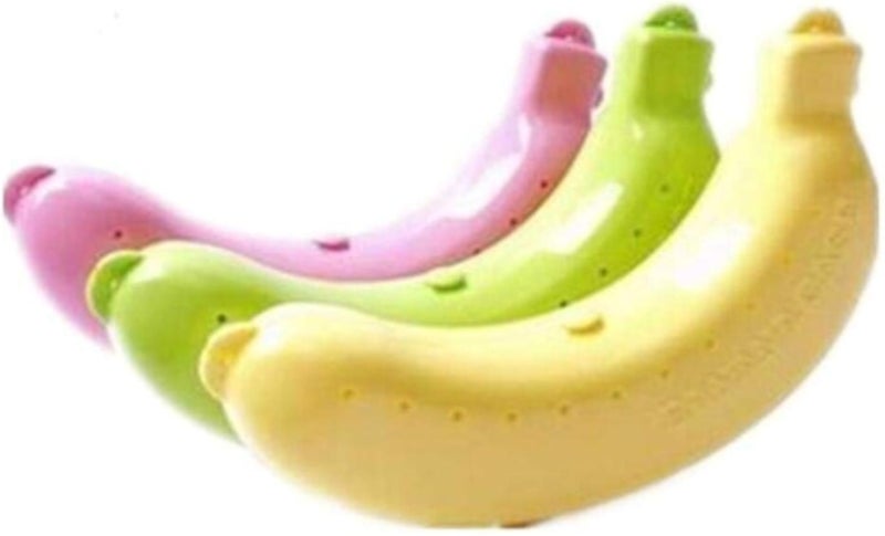 Beauenty 3PCS Plastic colourful Banana Protector Container Box Holder Case Food Lunch Fruit Storage Outdoor Travel Cute Banana Protector Storage Box