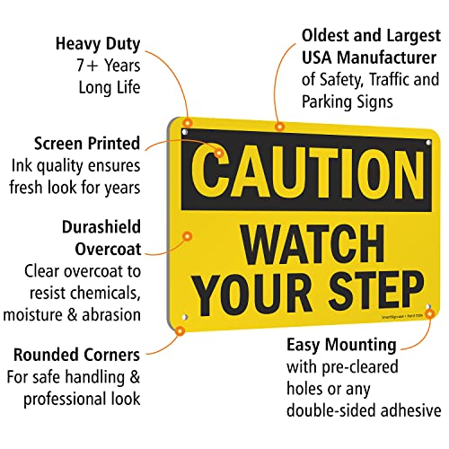 SmartSign "Caution - Watch Your Step" Sign | 7" x 10" Aluminum - Image 4