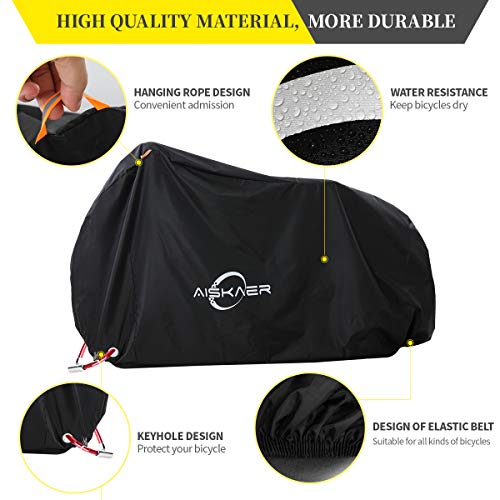 Aiskaer Bike Cover for 2-3 Bikes, Waterproof, Black, Polyester, Heavy Duty, Mountain, Road, Electric Bikes - Image 2