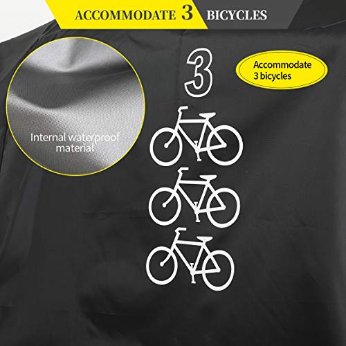 Aiskaer Bike Cover for 2-3 Bikes, Waterproof, Black, Polyester, Heavy Duty, Mountain, Road, Electric Bikes - Image 5
