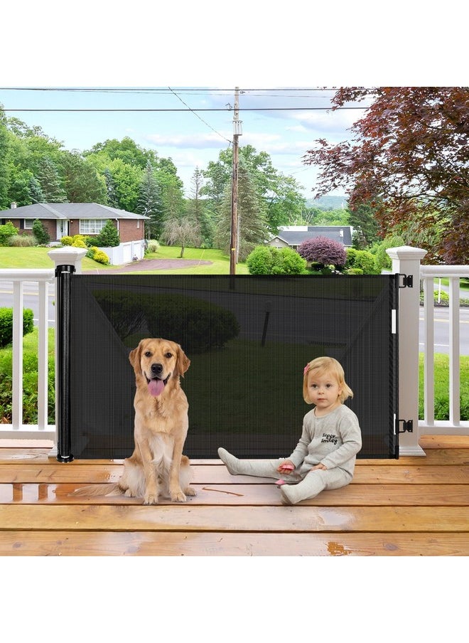 BETERTEK 55 Inch Retractable Baby Gate Retractable Dog Gate For The House Retractable Pet Gate For Dogs Indoor Retractable Baby Gates For Doorways Mesh Baby Gate Retractable Mesh Gates For Kids Or Pets (Black)  - Image 1