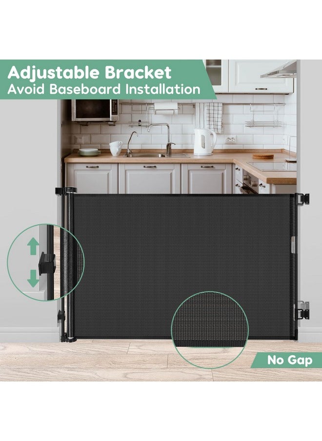 BETERTEK 55 Inch Retractable Baby Gate Retractable Dog Gate For The House Retractable Pet Gate For Dogs Indoor Retractable Baby Gates For Doorways Mesh Baby Gate Retractable Mesh Gates For Kids Or Pets (Black)  - Image 5